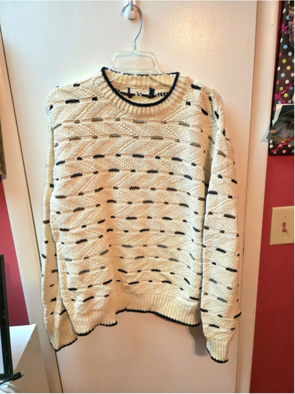 Vintage Men 90s Cotton Oversized Sweater Large Grandpa Classic Preppy Nostalgic